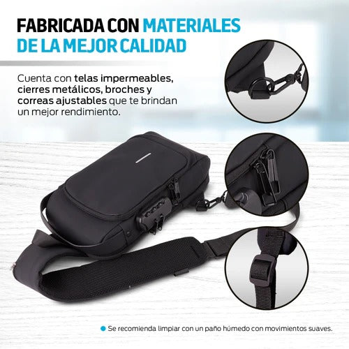 Bolso Impermeable antirobo con puerto para carga 50% OFF